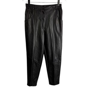 Mitrani Faux Leather Pants Womens L Large Black High Rise Straight Leg Lined